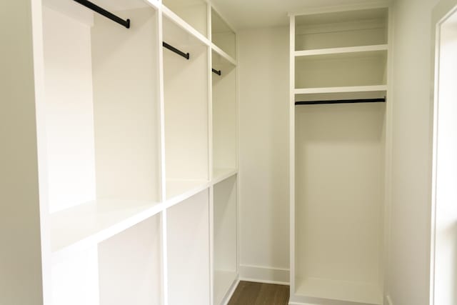 walk in closet featuring dark hardwood / wood-style flooring