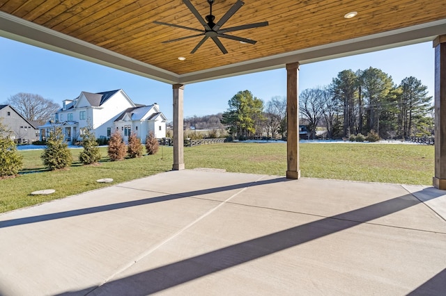 view of patio / terrace featuring ceiling fan