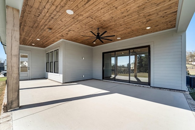 view of patio / terrace featuring ceiling fan