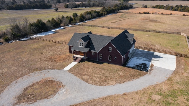 drone / aerial view with a rural view