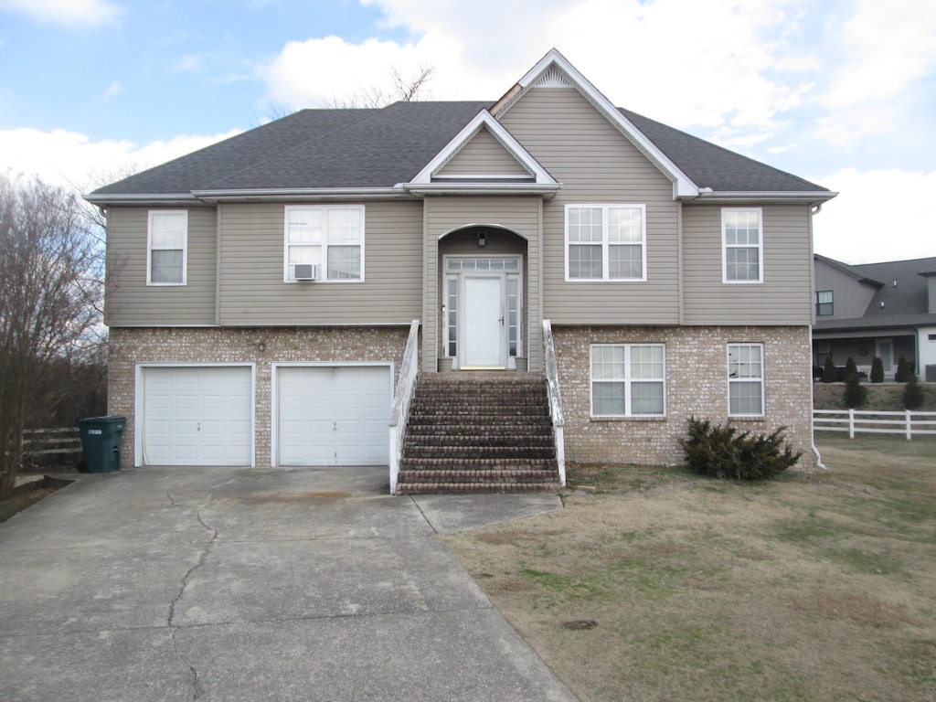 bi-level home with a garage