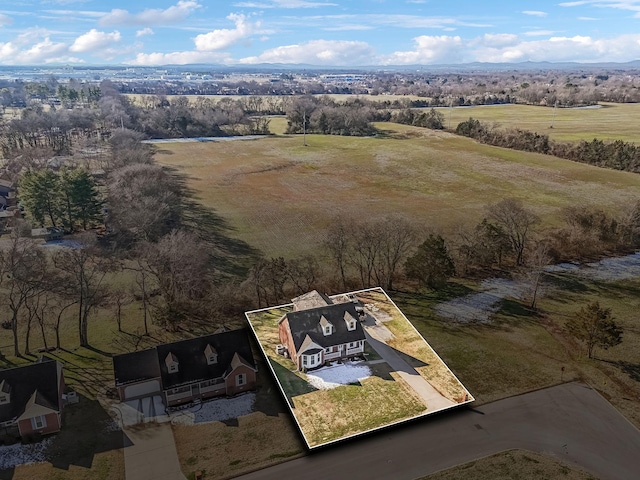 drone / aerial view featuring a rural view