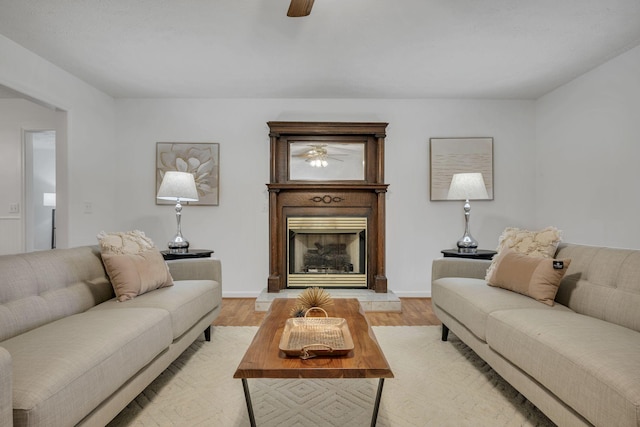 living room featuring light wood-type flooring