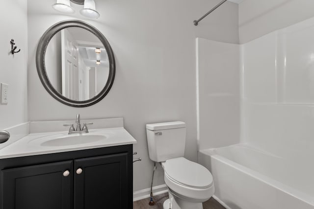 full bathroom featuring vanity, toilet, and shower / bathing tub combination