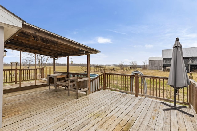 deck featuring a rural view