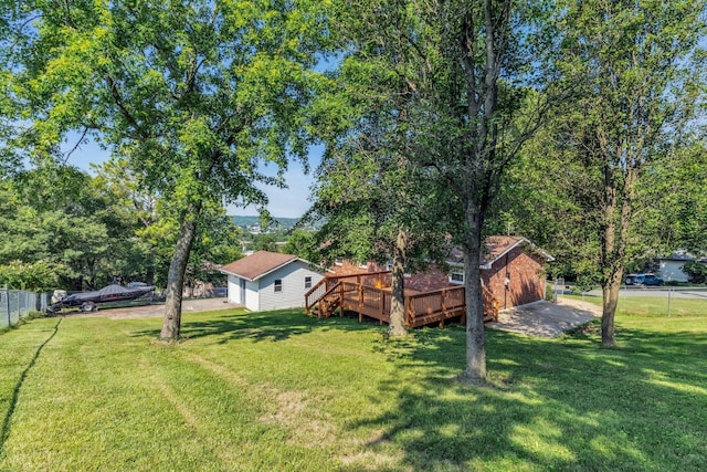 view of yard featuring a deck