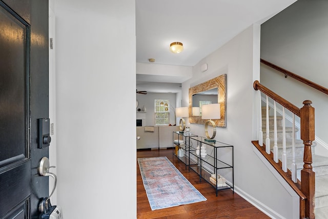 entryway featuring dark wood-type flooring