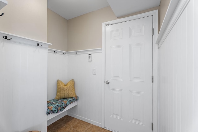 mudroom with tile patterned flooring