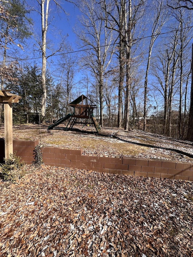 view of yard with a playground