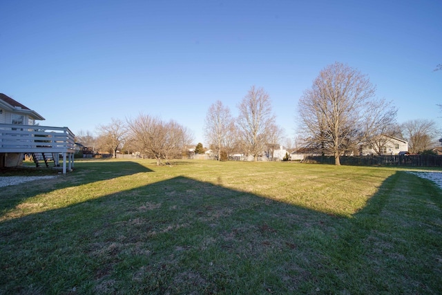 view of yard with a deck