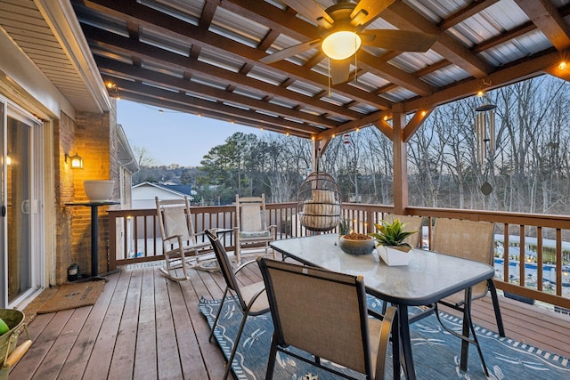 deck featuring ceiling fan