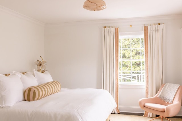 bedroom featuring crown molding