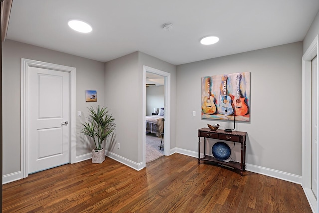 hall featuring dark hardwood / wood-style floors