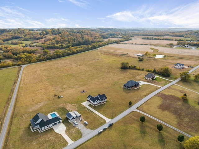 aerial view with a rural view