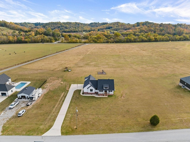 aerial view featuring a rural view