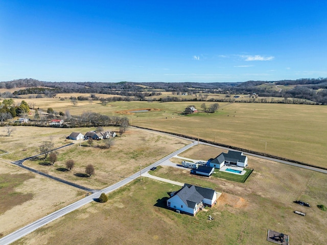 aerial view featuring a rural view