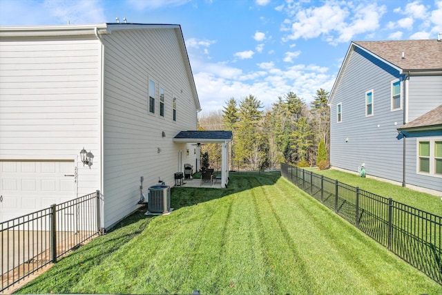 view of yard featuring a patio area and cooling unit