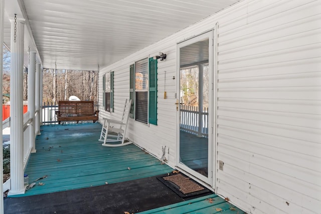 wooden deck with covered porch