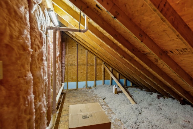 view of unfinished attic