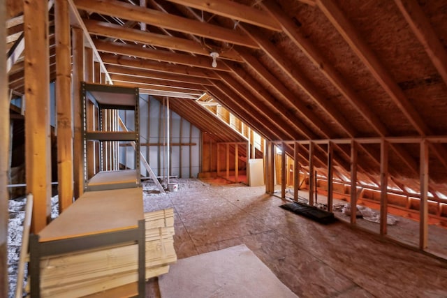 view of unfinished attic