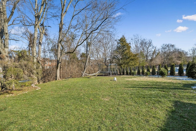 view of yard with a trampoline