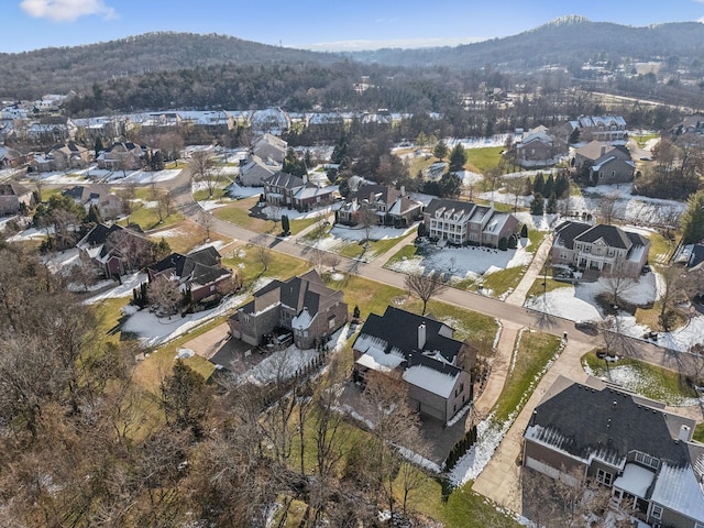 aerial view with a mountain view