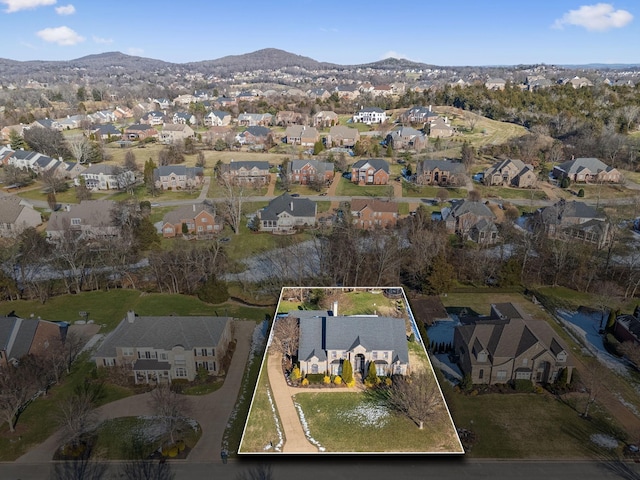 aerial view with a mountain view