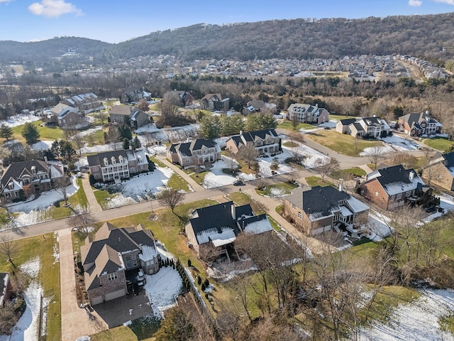 bird's eye view featuring a mountain view