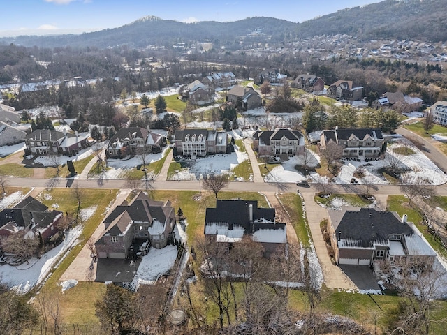 aerial view with a mountain view