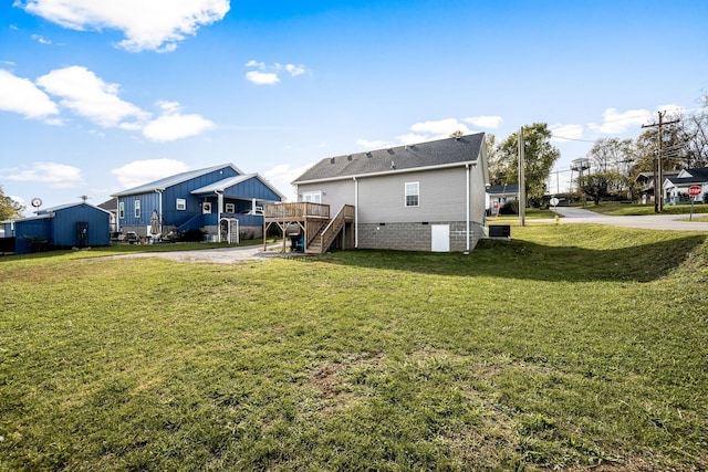 view of yard with a deck