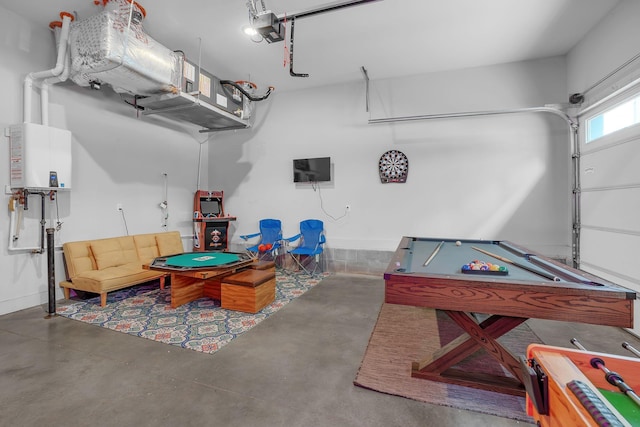 recreation room featuring concrete flooring and pool table