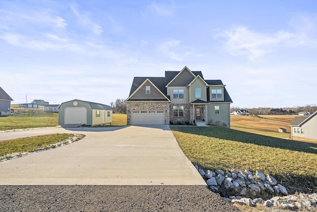 craftsman house with a front lawn