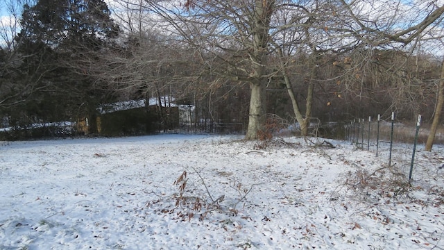 view of yard layered in snow