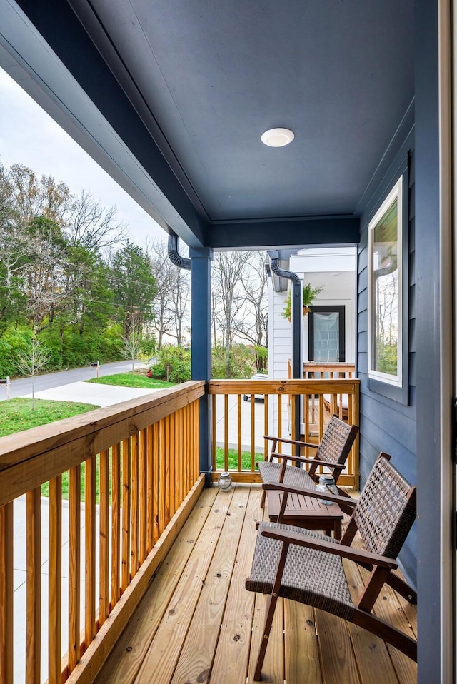 deck featuring covered porch