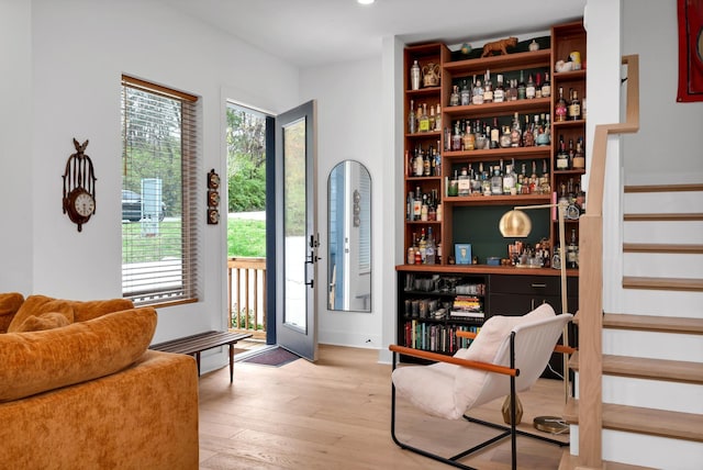 living area featuring light wood-type flooring