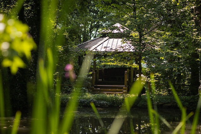 exterior space featuring a water view