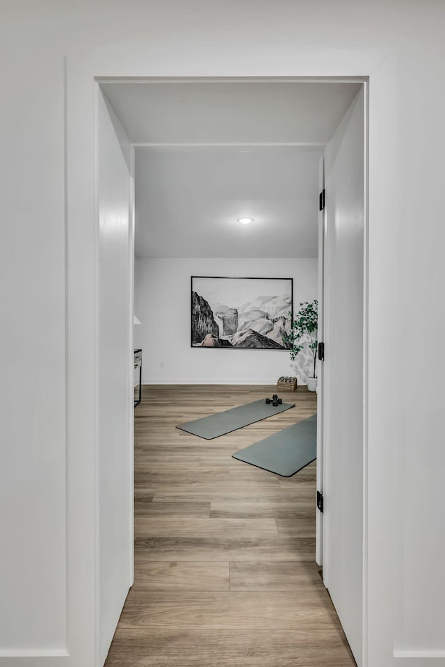 hallway featuring wood finished floors