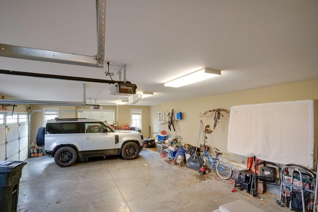 garage with a garage door opener