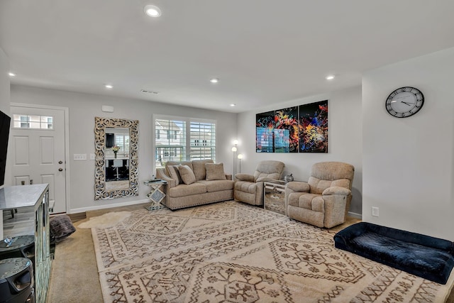 living room featuring a wealth of natural light