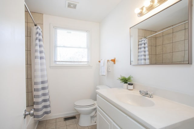 bathroom featuring tile patterned flooring, vanity, and toilet