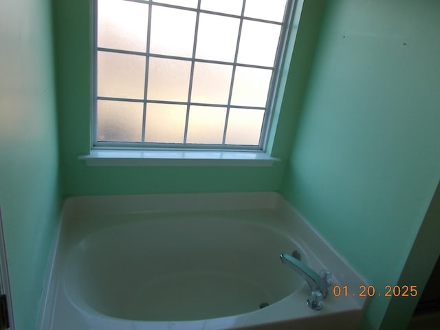 bathroom featuring a tub and plenty of natural light