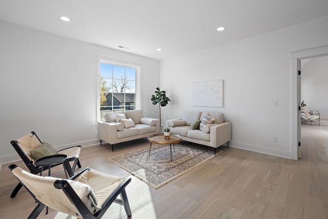 living room with light wood-type flooring