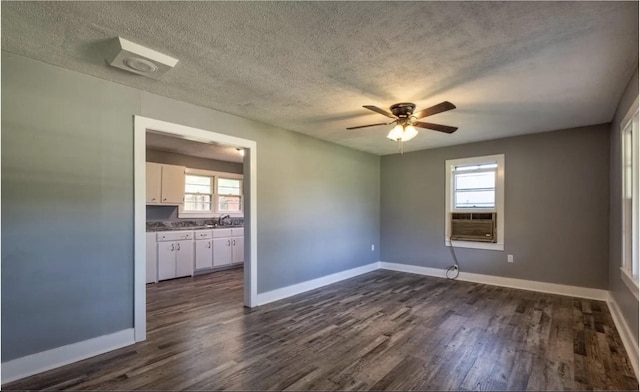 3352 Dumor Deer Lick Rd, Lewisburg, KY 42256 - empty room with ceiling fan, sink, dark hardwood / wood-style flooring, and a healthy amount of sunlight