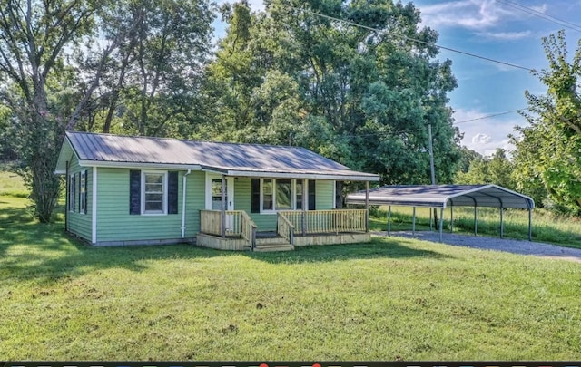 3352 Dumor Deer Lick Rd, Lewisburg, KY 42256 - view of front of house with a carport, a porch, and a front yard