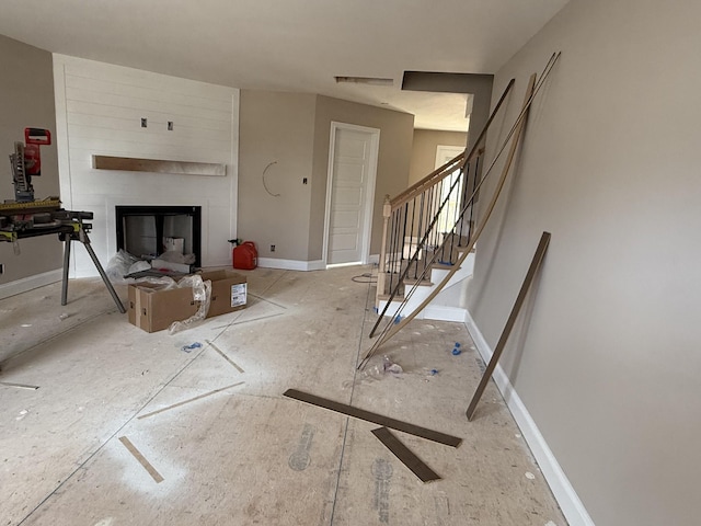 living room with a fireplace