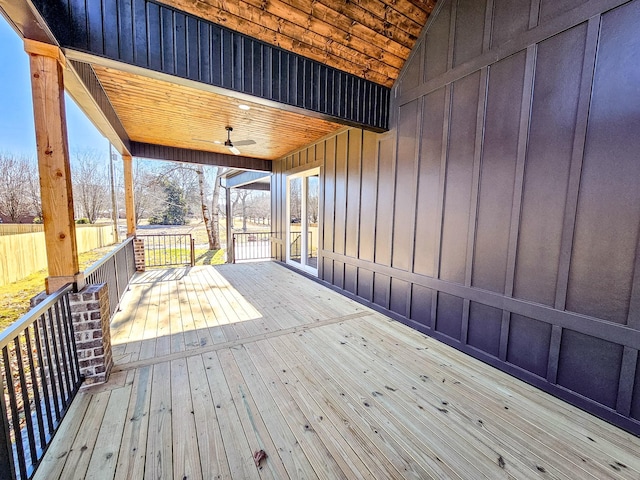 wooden terrace with ceiling fan