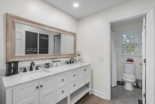 bathroom with toilet and vanity