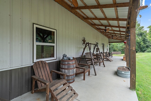 view of patio with ceiling fan