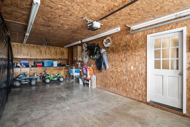 garage with a garage door opener