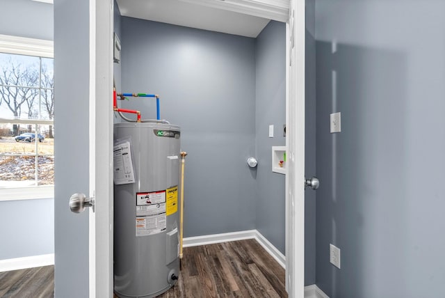 utility room featuring water heater